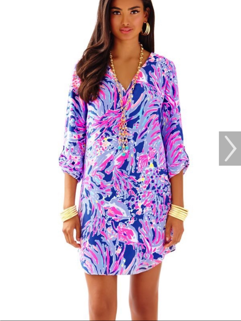 NWT Lilly Pulitzer Pink & Blue V-Neck Tunic Dress